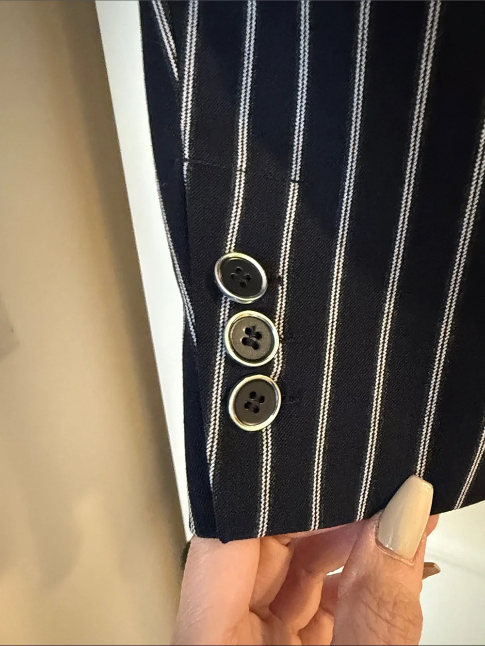 New York & Company Black Pinstripe Women's Blazer - Picture 2 of 7